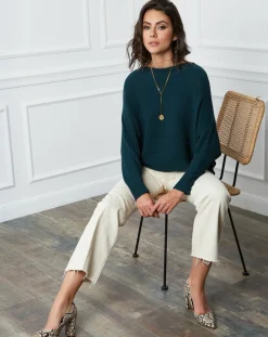 Pull en Cachemire mélangé Lena vert-Fleur de cachemire Online