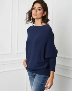 Pull en Cachemire mélangé Lena marine-Fleur de cachemire Online