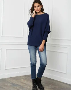 Pull en Cachemire mélangé Lena marine-Fleur de cachemire Online