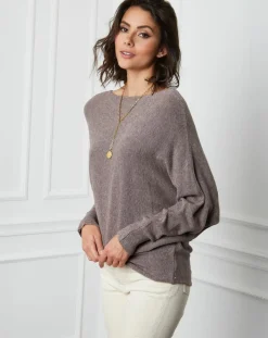 Pull en Cachemire mélangé Lena taupe-Fleur de cachemire New