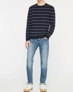 Homme Hackett London Pulls^Pull en Cachemire mélangé Marinière Classic bleu marine