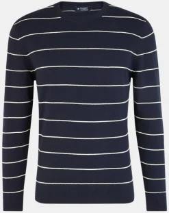 Homme Hackett London Pulls^Pull en Cachemire mélangé Marinière Classic bleu marine