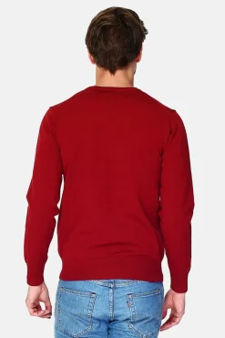 Pull en Cachemire mélangé ras de cou rouge-C&Jo
