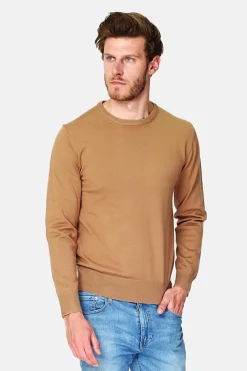 Pull en Cachemire mélangé ras de cou camel-C&Jo
