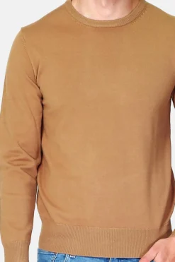 Pull en Cachemire mélangé ras de cou camel-C&Jo