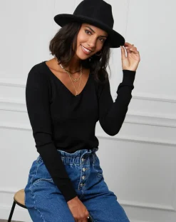Pull en Cachemire mélangé Romy noir-Soft Cashmere Clearance