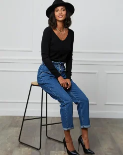 Pull en Cachemire mélangé Romy noir-Soft Cashmere Clearance
