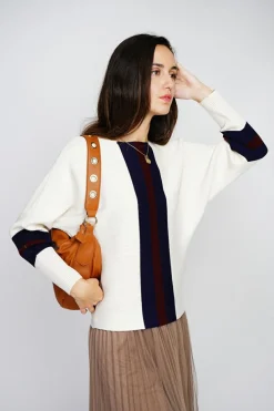Pull en Cachemire mélangé ras du cou naturel-Assuili Clearance