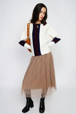Pull en Cachemire mélangé ras du cou naturel-Assuili Clearance