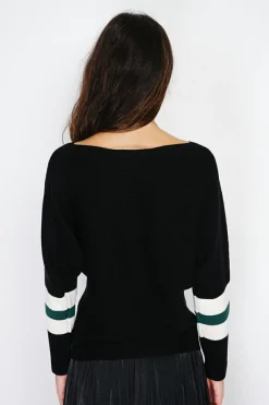 Pull en Cachemire mélangé ras du cou noir-Assuili Clearance