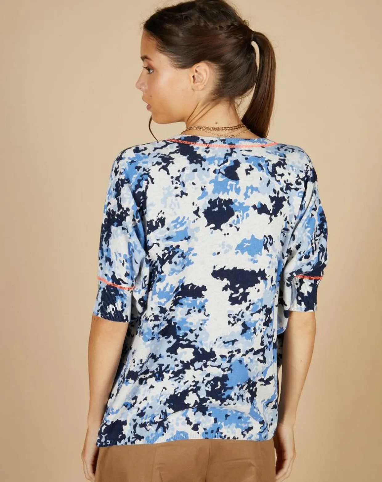 Pull en Coton & Cachemire Maya à motif nuit-Cashmere Tribu Clearance