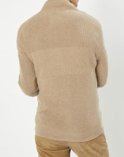 Pull en Coton & Cachemire 1/2 zip Cah Rib beige-Hackett London Hot