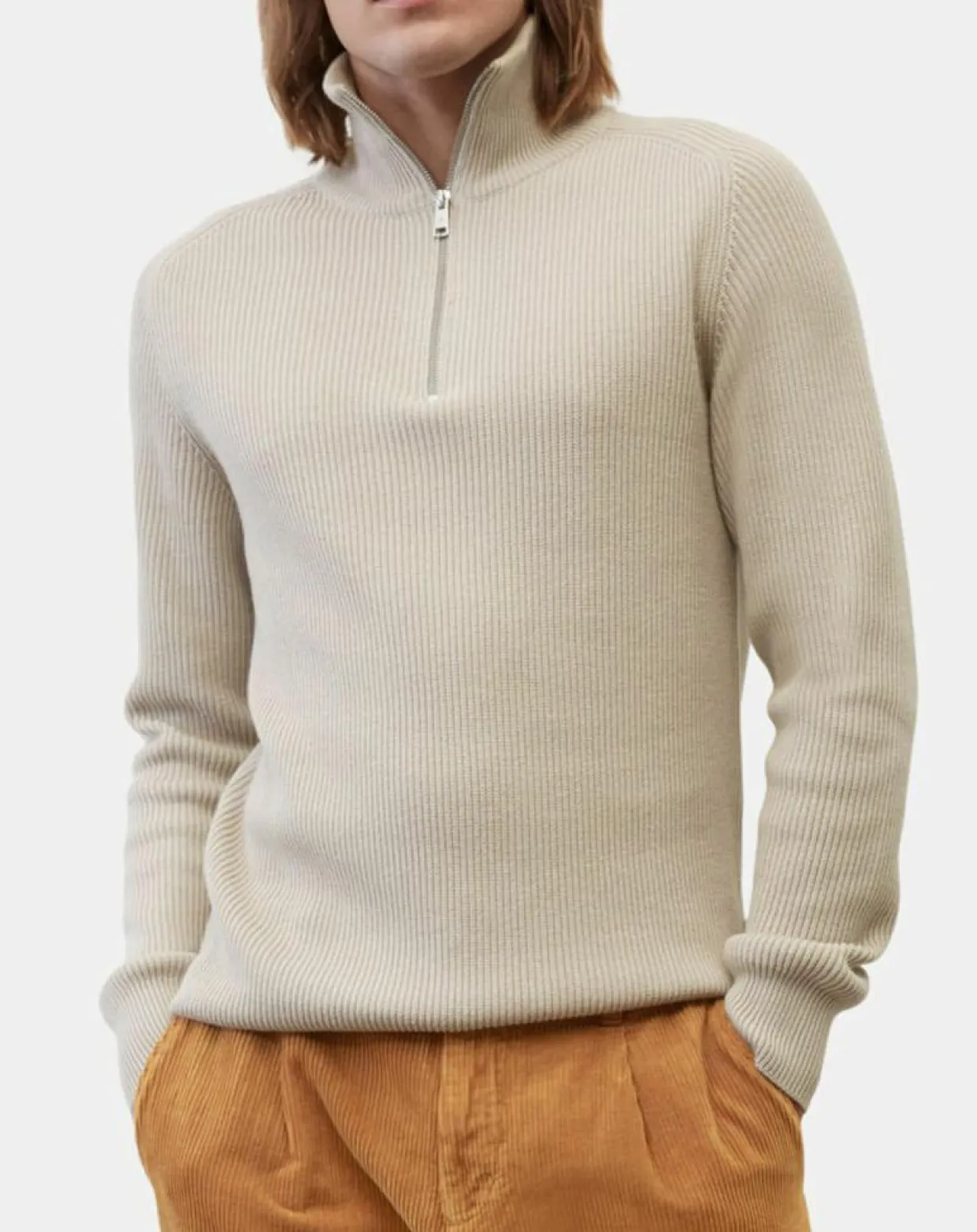 Pull en Coton & Laine côtelé écru-Marc O'Polo Clearance