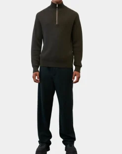 Pull en Coton & Laine côtelé marron foncé-Marc O'Polo New