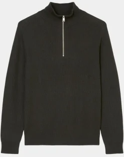 Pull en Coton & Laine côtelé marron foncé-Marc O'Polo New