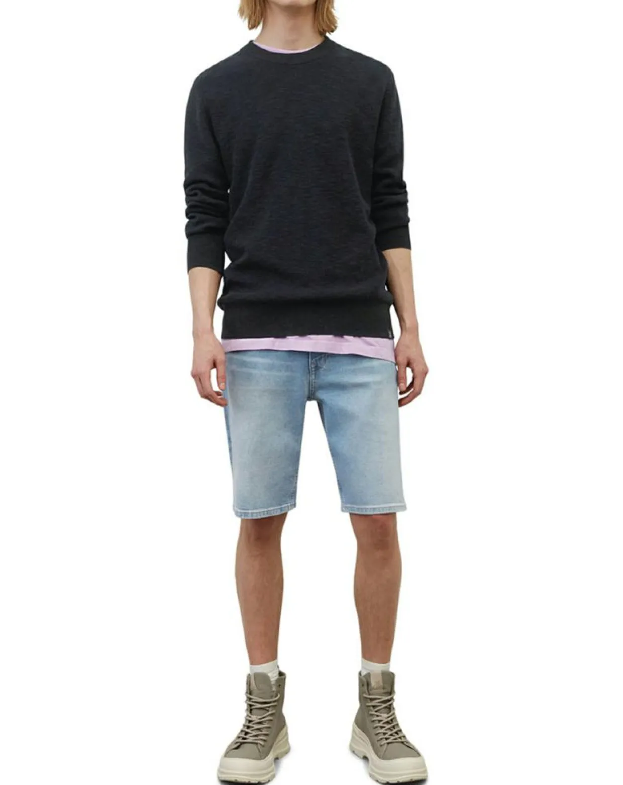 Homme Marc O'Polo Pulls^Pull en Coton & Lin bleu marine