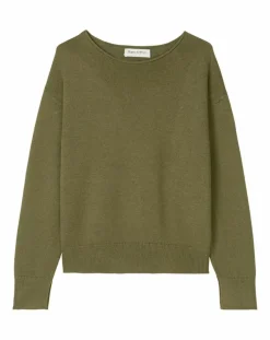 Pull en Coton & Lin Col Bateau kaki-Marc O'Polo