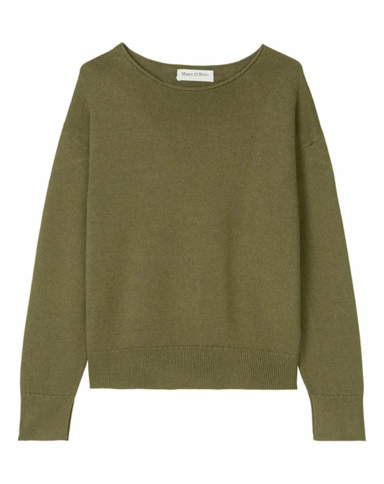 Pull en Coton & Lin Col Bateau kaki-Marc O'Polo