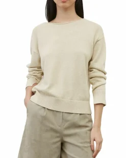 Femme Marc O'Polo Pulls^Pull en Coton & Lin Col Bateau beige clair