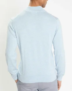 Pull en Coton & Soie col camionneur bleu moyen-Hackett London Sale