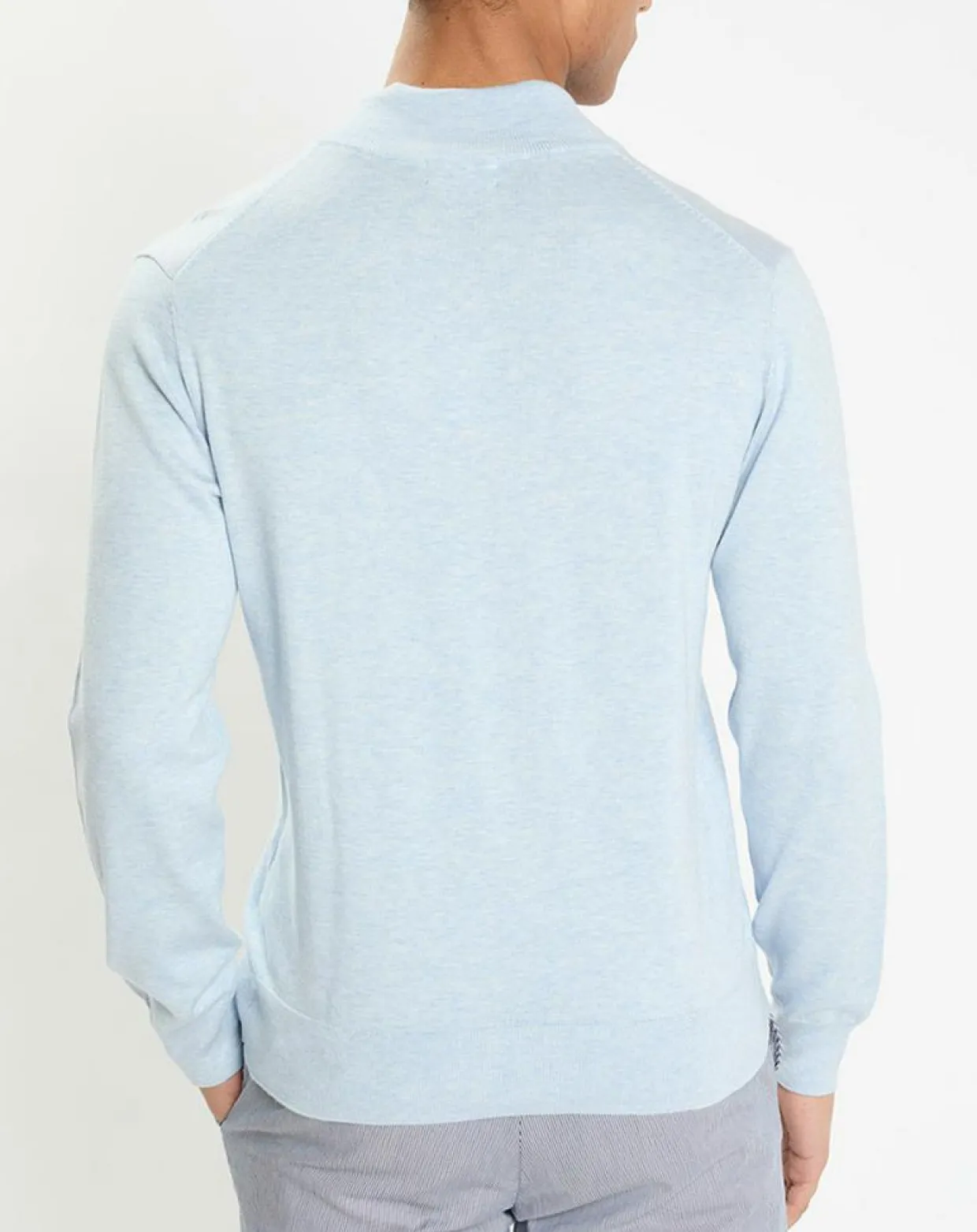 Pull en Coton & Soie col camionneur bleu moyen-Hackett London Sale