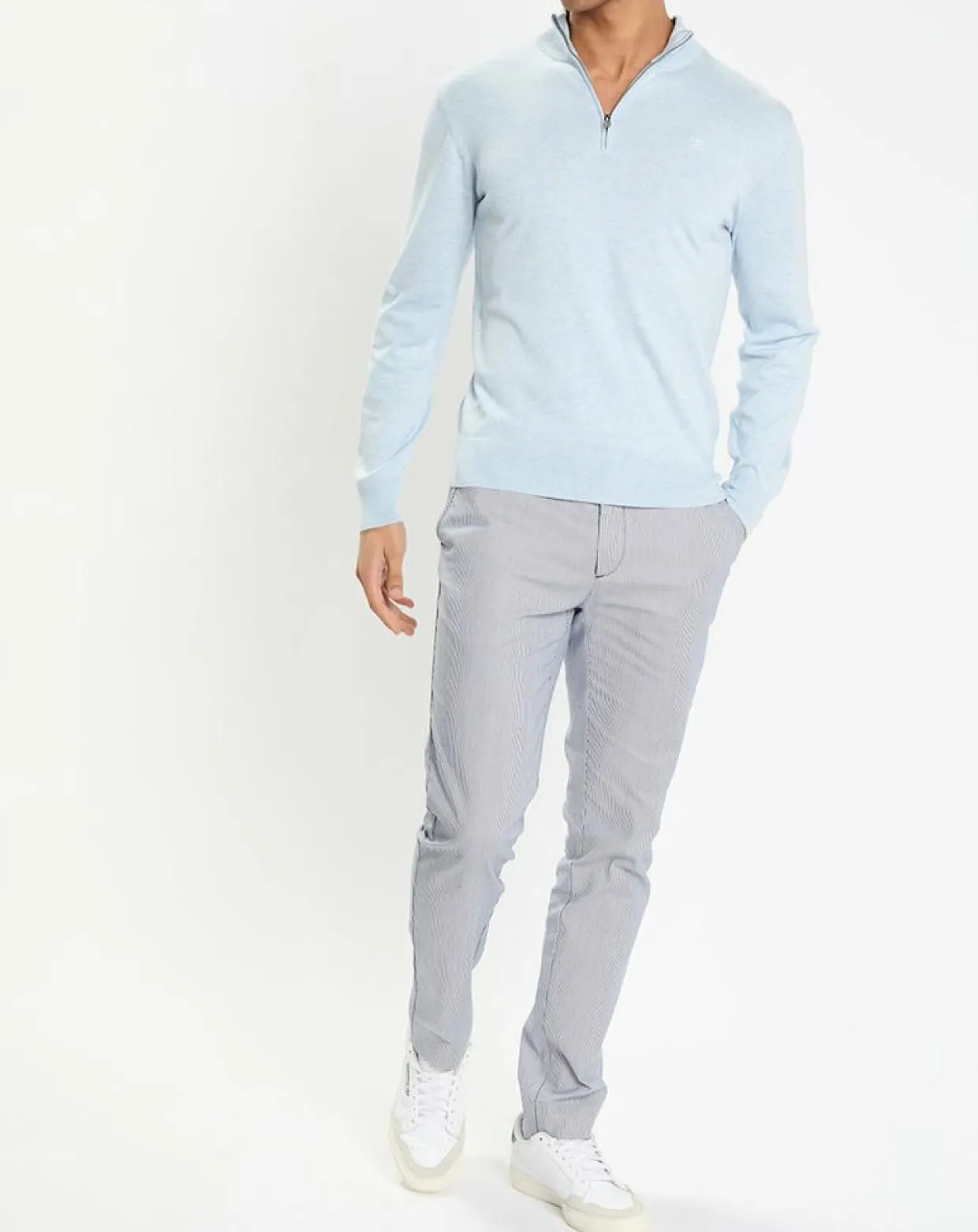 Pull en Coton & Soie col camionneur bleu moyen-Hackett London Sale