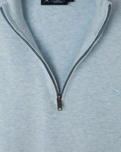 Pull en Coton & Soie col camionneur bleu moyen-Hackett London Sale