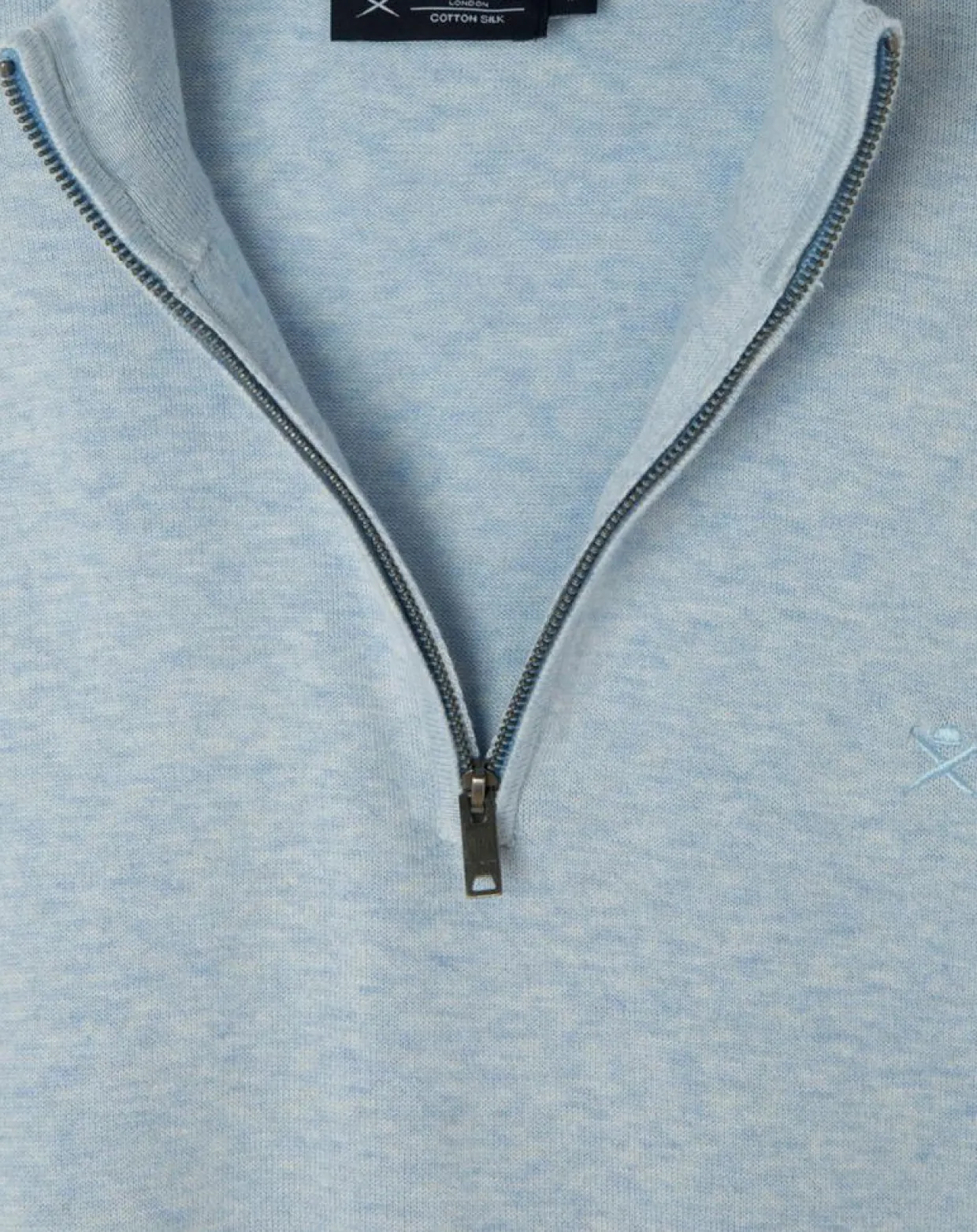 Pull en Coton & Soie col camionneur bleu moyen-Hackett London Sale
