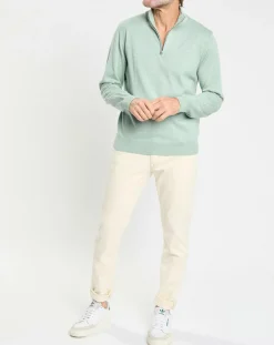 Pull en Coton & Soie col camionneur vert moyen-Hackett London Online