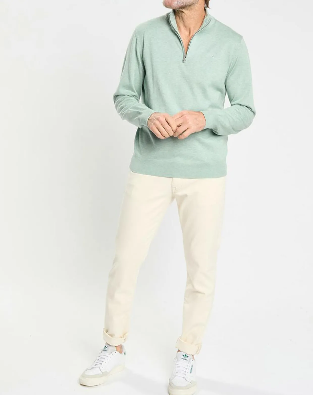 Pull en Coton & Soie col camionneur vert moyen-Hackett London Online