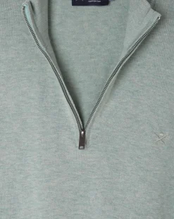 Pull en Coton & Soie col camionneur vert moyen-Hackett London Online