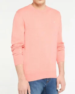 Homme Hackett London Pulls^Pull en Coton & Soie col rond rose moyen