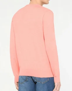 Homme Hackett London Pulls^Pull en Coton & Soie col rond rose moyen