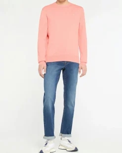 Homme Hackett London Pulls^Pull en Coton & Soie col rond rose moyen