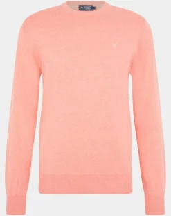 Homme Hackett London Pulls^Pull en Coton & Soie col rond rose moyen