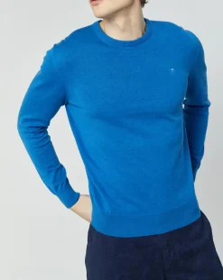 Pull en Coton & Soie col rond bleu vif-Hackett London Outlet