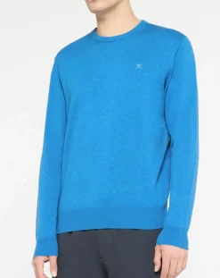 Pull en Coton & Soie col rond bleu vif-Hackett London Outlet