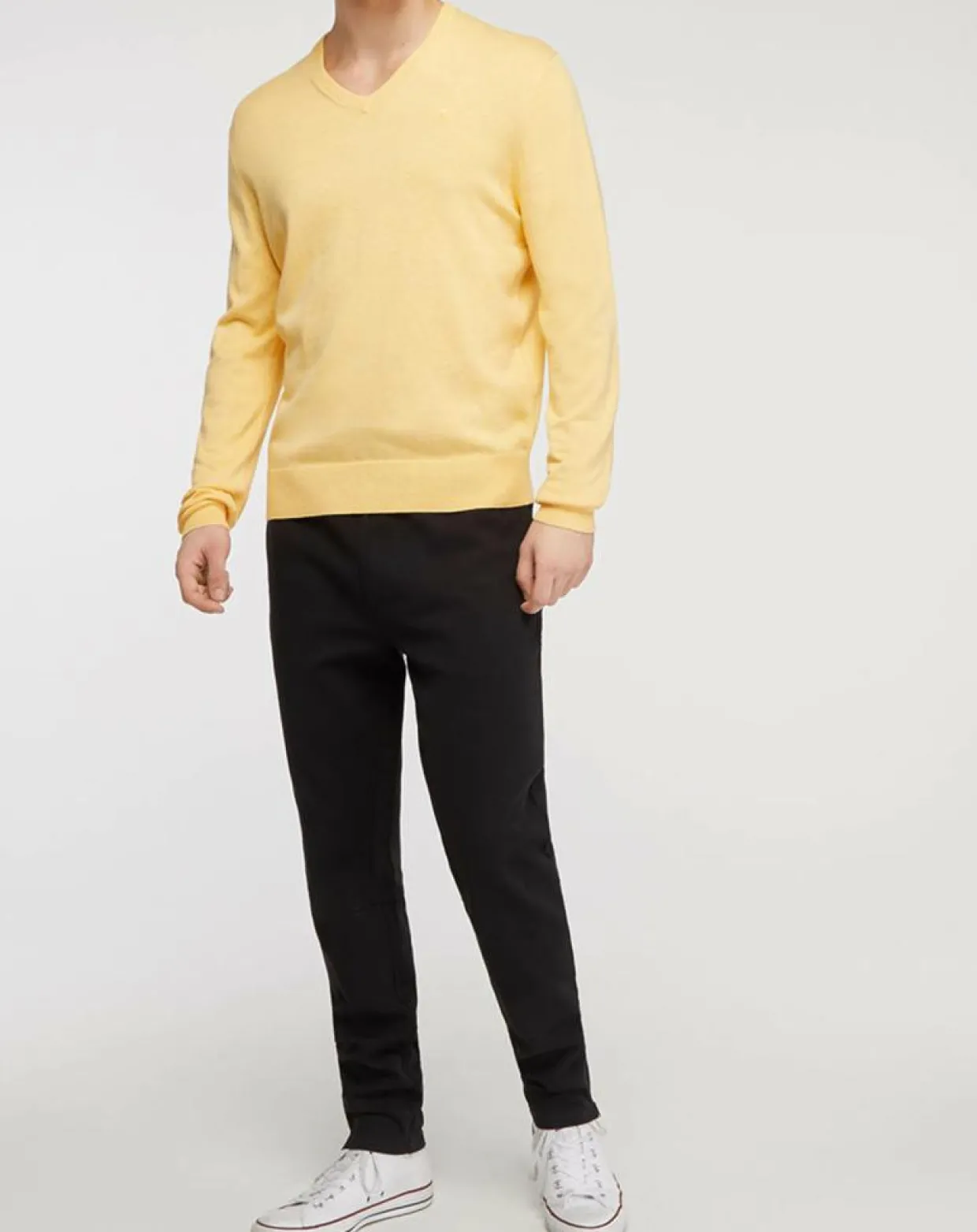 Homme Hackett London Pulls^Pull en Coton & Soie col V jaune