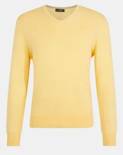 Homme Hackett London Pulls^Pull en Coton & Soie col V jaune