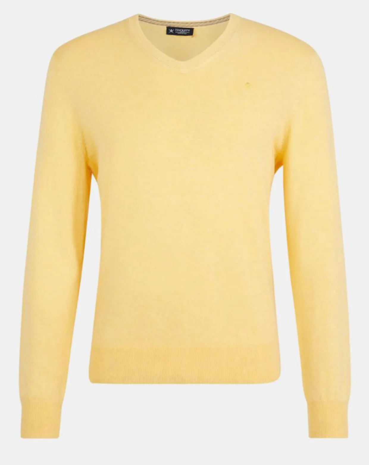 Homme Hackett London Pulls^Pull en Coton & Soie col V jaune