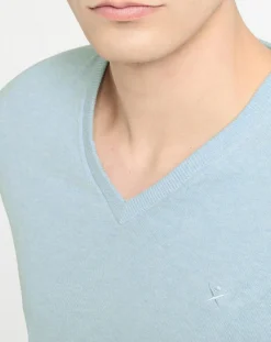 Pull en Coton & Soie col V bleu ciel-Hackett London Best