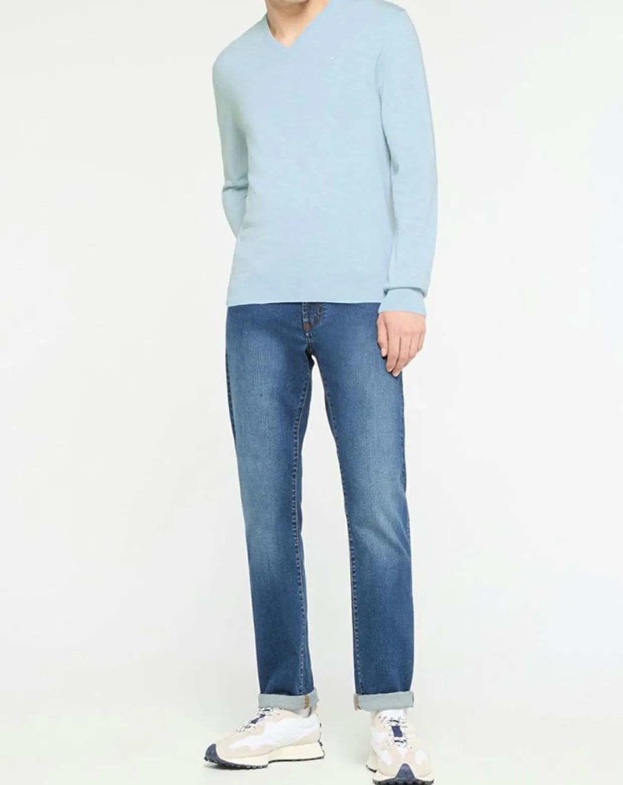 Pull en Coton & Soie col V bleu ciel-Hackett London Best