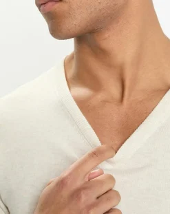 Homme Hackett London Pulls^Pull en Coton & Soie col V écru chiné