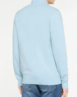Pull en Coton & Soie zippé bleu ciel-Hackett London Online