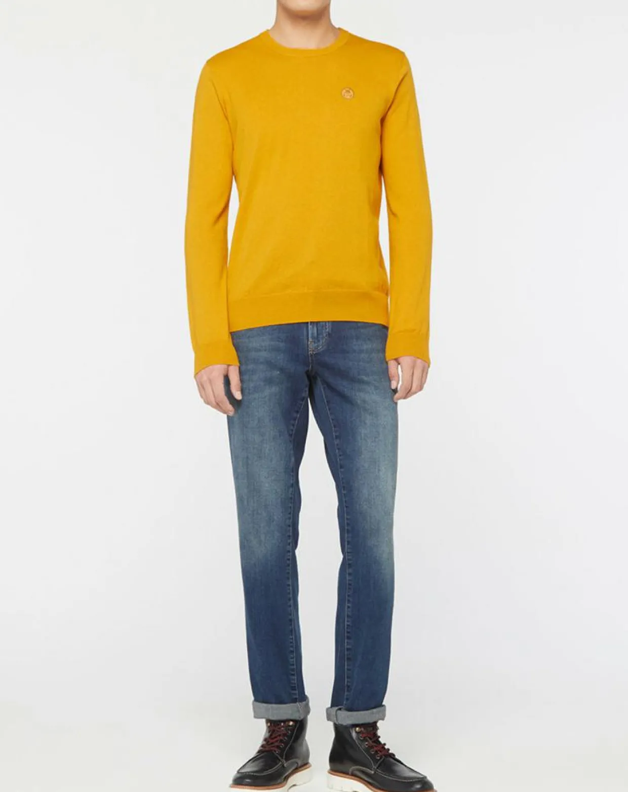 Pull en Coton Bio & Laine col rond jaune foncé-North Sails New