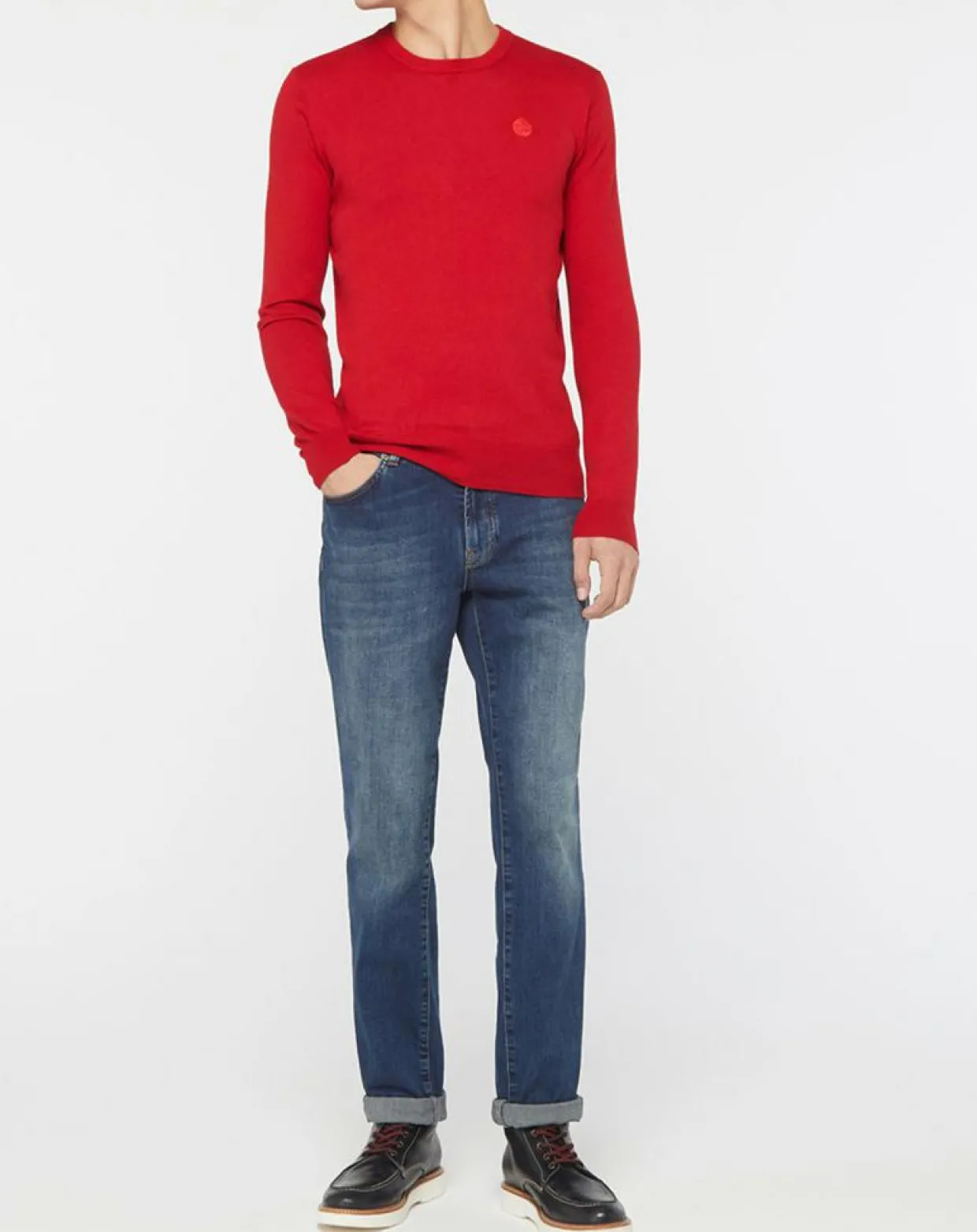 Homme North Sails Pulls^Pull en Coton Bio & Laine col rond rouge