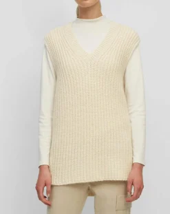 Femme Marc O'Polo Pulls^Pull en Coton, Laine & Alpaga mélangés sans manches écru