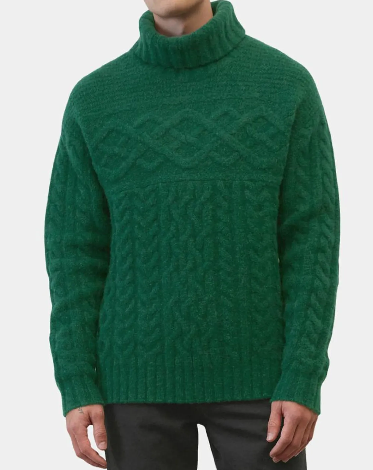 Homme Marc O'Polo Pulls^Pull en Laine & Alpaga mélangés torsadé vert