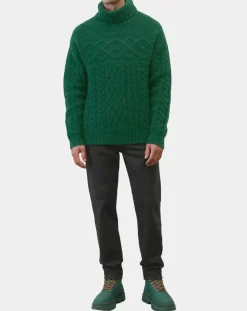 Homme Marc O'Polo Pulls^Pull en Laine & Alpaga mélangés torsadé vert