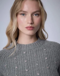 Femme Manoush Pulls^Pull en Laine & Alpaga mélangés Torsade gris